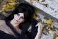 Halloween Misterious Dressed Gothic Woman Royalty Free Stock Photo