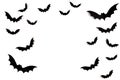 Halloween mock up concept. Flying black paper bats on white
