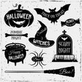 Halloween Monochrome Elements With Quotes Set Royalty Free Stock Photo