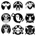 Halloween Monster Badge / Emblem Set Monochrome