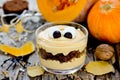 Halloween monster dessert in glass