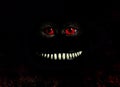 Halloween Monster Face in the Darkness with Red Eyes and Big, Scary Toothy Smiletools