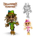 Halloween monster spooky scarecrows illustration EPS10 file.