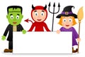 Halloween Monsters with Blank Banner [2] Royalty Free Stock Photo