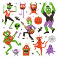 Halloween Monsters Dancing and Playing Rock Music Royalty Free Stock Photo