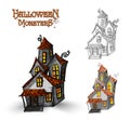 Halloween monsters haunted house illustration EPS10 file