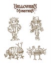 Halloween Monsters spooky characters set EPS10 file. Royalty Free Stock Photo