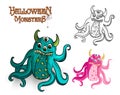 Halloween monsters spooky creature illustration EPS10 file