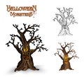 Halloween monsters spooky tree illustration EPS10 file Royalty Free Stock Photo