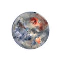 Halloween Moon Watercolor Illustration Isolated Object On White Background.