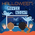 Halloween Movie Night Illustration, Site Cover Royalty Free Stock Photo