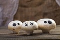 Halloween mushrooms with ghost face Royalty Free Stock Photo