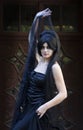 Halloween Mysterious Dressed Gothic Woman Royalty Free Stock Photo