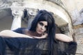 Halloween Mysterious Dressed Gothic Woman Royalty Free Stock Photo