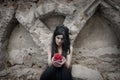 Halloween Mysterious Dressed Gothic Woman Royalty Free Stock Photo