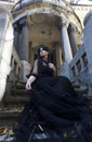 Halloween Mysterious Dressed Gothic Woman Royalty Free Stock Photo