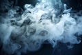 Mystical white smoke on black background