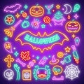 Halloween Neon Icons Set