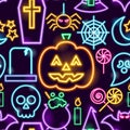 Halloween Neon Seamless Pattern