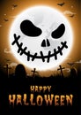 Halloween night background,Gravestones and full moon