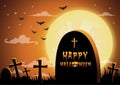 Halloween night background,Gravestones and full moon