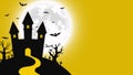 Halloween night background. Haunted house and full moon. Vector banner Royalty Free Stock Photo