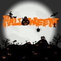 Halloween night background with silhouette. Royalty Free Stock Photo