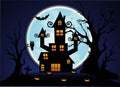 Halloween Night Blue Sky and Full Moon Background