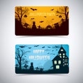 Halloween Night Cartoon Style Banners Royalty Free Stock Photo