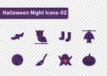 Halloween night element flat icon set isolated on transparency background ep02 Royalty Free Stock Photo