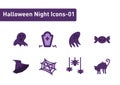 Halloween night element flat icon set isolated on white background ep01 Royalty Free Stock Photo