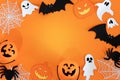 Halloween night frame with bats and Jack Lanterns Royalty Free Stock Photo