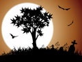 Halloween night with full moon Royalty Free Stock Photo