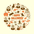 Halloween night icons set