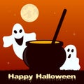 Halloween Night - Magic Pot and Ghosts Royalty Free Stock Photo