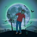 Halloween night moon zombi, zombie evil spirits monster beast