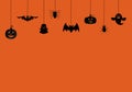 Halloween Night Party Background Landing Page Illustration With Witch, Haunted House, Pumpkins, Bats and Full Moon Royalty Free Stock Photo