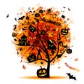 Halloween night party, concept tree Royalty Free Stock Photo