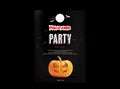 Halloween night party with scary pumpkins design background for invitation card poster flyer or banner. Royalty Free Stock Photo