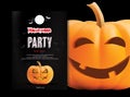 Halloween night party with scary pumpkins design background for invitation card poster flyer or banner Royalty Free Stock Photo
