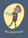 Halloween Night Spooky Zombie Vector Illustration