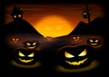 Halloween Night Pumpkins Royalty Free Stock Photo