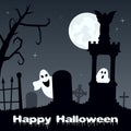 Halloween Night - Scary Cemetery & Ghosts Royalty Free Stock Photo