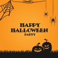 Halloween night scene background with the spider and pumpkin background