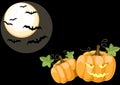 Halloween night scene with pumpkins Royalty Free Stock Photo