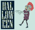 Halloween Night Spooky Zombie Vector Illustration