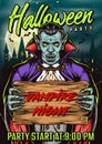 Halloween night vintage colorful poster Royalty Free Stock Photo