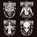 Halloween night vintage emblems