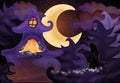 Halloween night wallpaper with haunted house