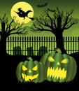 Halloween night witch graveyard